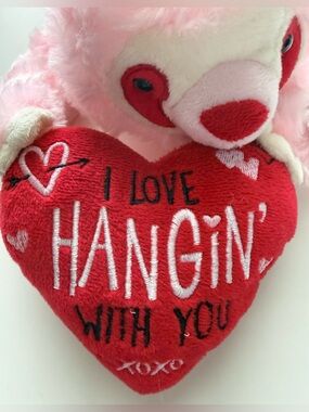 GANZ Pink Plush Bunny with Red Heart Accent